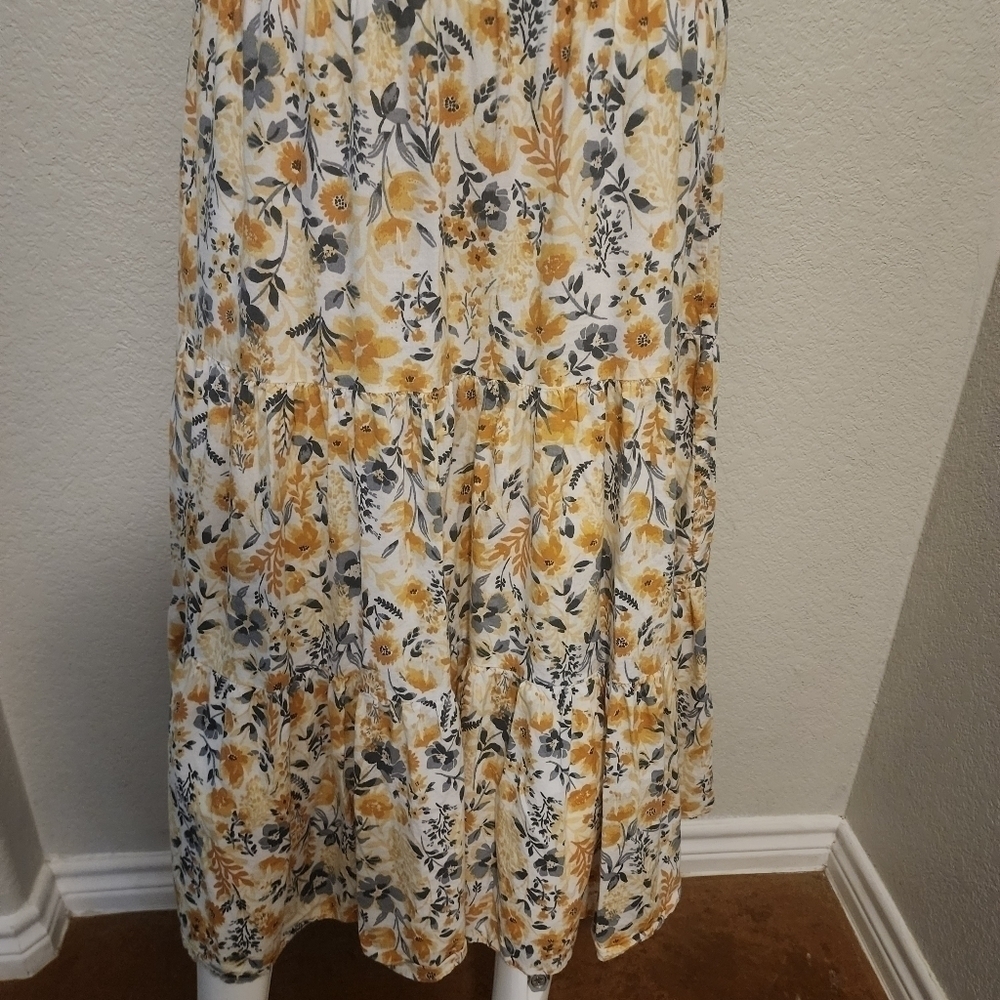 Joie Boho Spaghetti Strap Gold Floral Maxi Dress Size 2 - Picture 5 of 13